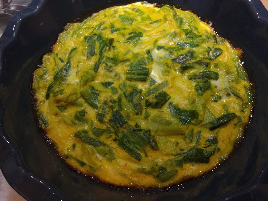 frittata con le foglie verdi dei porri